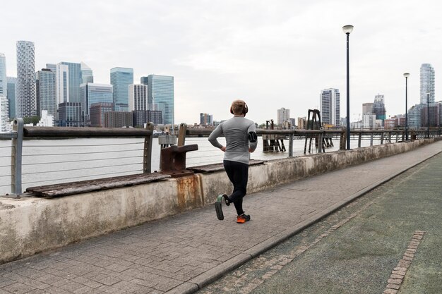 Disabled man running full shot