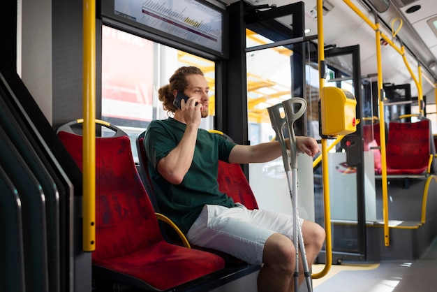 Disabled person travelling in the city