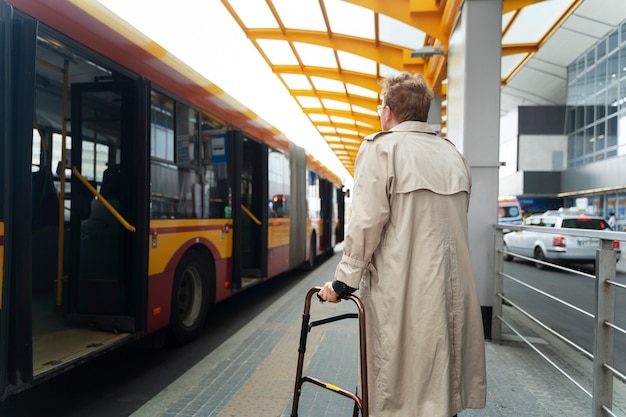 Free photo disabled person travelling in the city