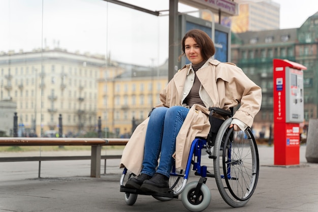 Disabled person travelling in the city