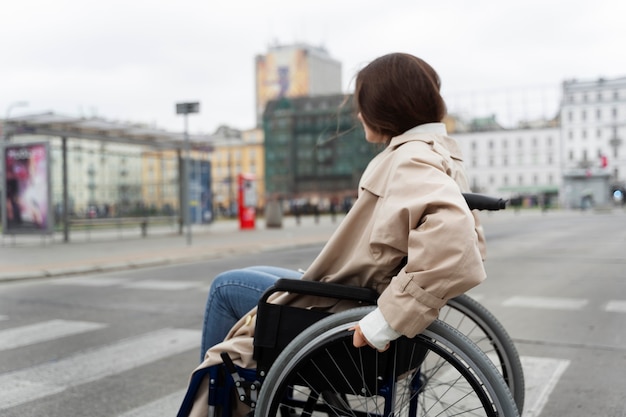 Free Photo disabled person travelling in the city