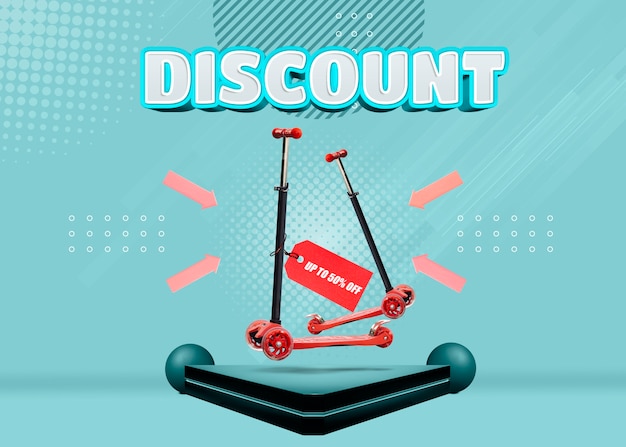 Free Photo discount on scooter on podium