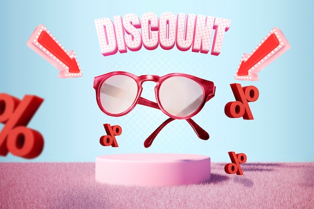 Free photo discount on sunglasses on podium