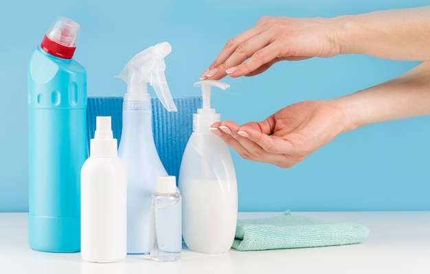 Disinfection equipment on table