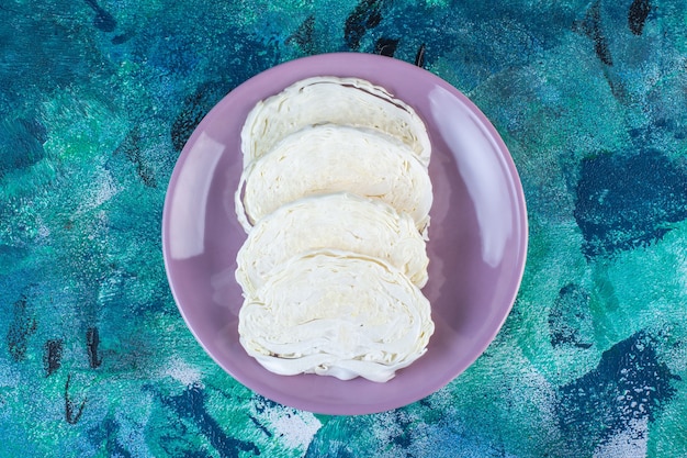 A display of sliced cabbage on a plate