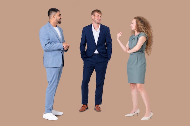 Diverse business people in a group discussion full body