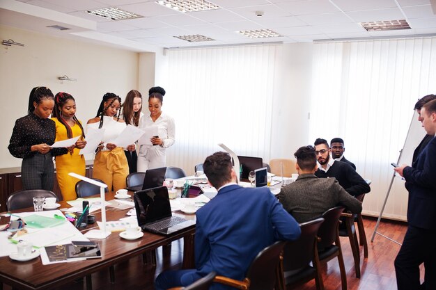 Diverse business people on a meeting at round table