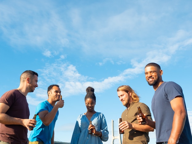 Free photo diverse group of friends celebrating meeting