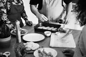 Free photo diverse people joining cooking class