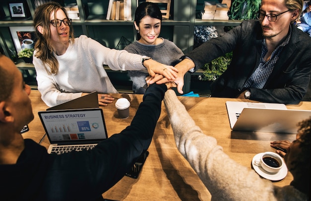 Free Photo diverse people stacking hands together