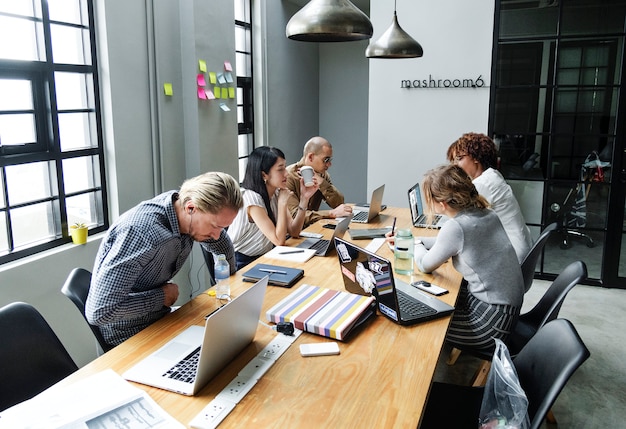 Diverse people working at an office