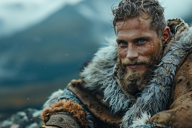 Free photo diverse viking men outdoors