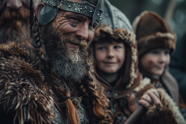 Free Photo diverse viking men outdoors