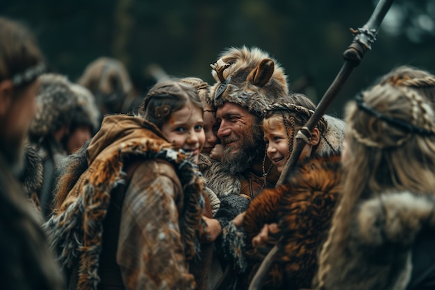 Free Photo diverse viking men outdoors