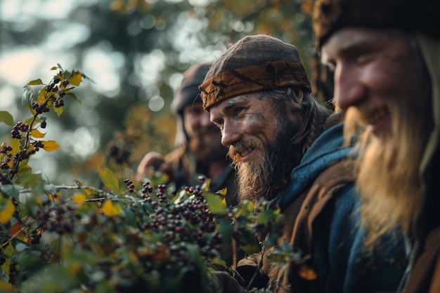 Free photo diverse viking men outdoors