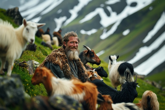 Free Photo diverse viking men outdoors