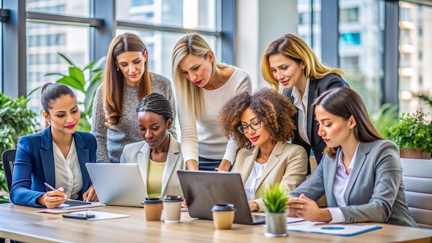 Free photo diverse women working together on project in office