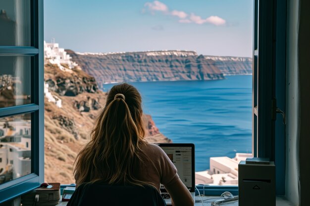 Free Photo diverse young people being digital nomads and working remotely from dreamy locations