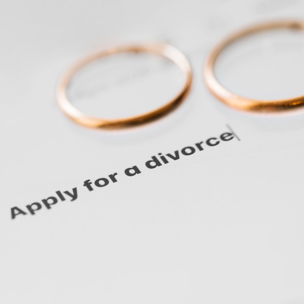 Divorce concept with wedding rings