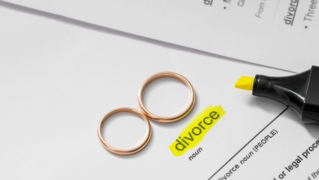 Divorce noun highlighted with marker