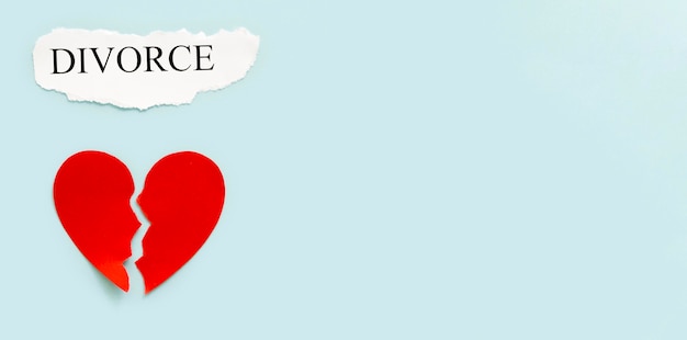 Divorce with paper heart copy-space