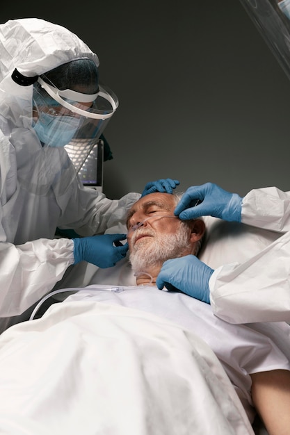 Doctor checking a patient's respiratory problems