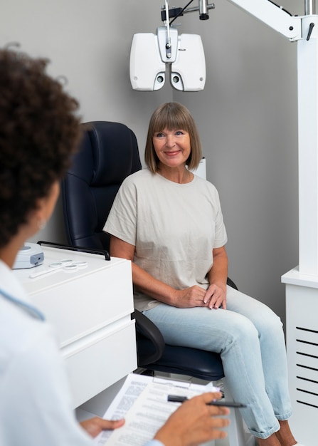 Doctor and patient in ophthalmologist's office