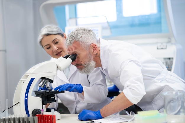 Free photo doctor performing medical research in lab