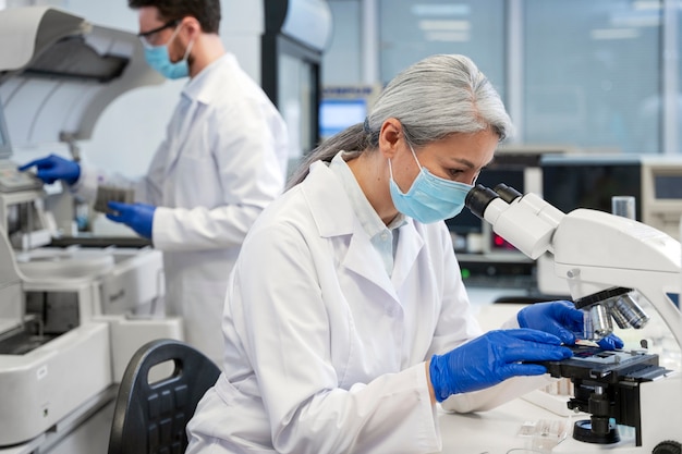 Doctor performing medical research in lab