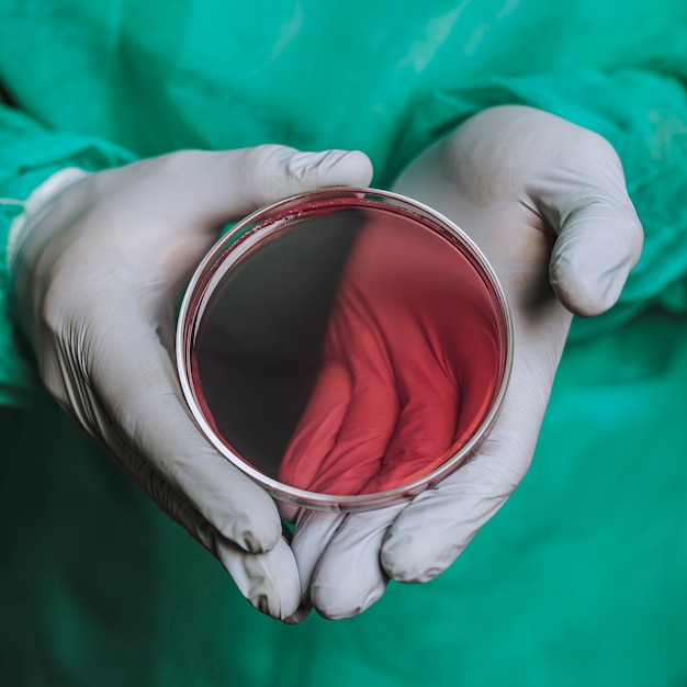 Free Photo doctor showing a blood agar plate