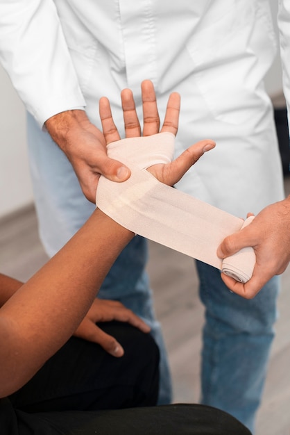 Free Photo doctor taking care of afro-american child