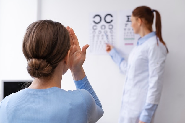 Doctor testing patient eyesight