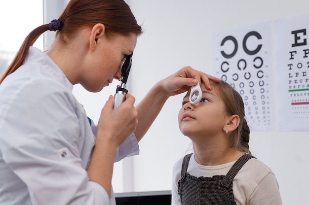 Doctor testing patient eyesight