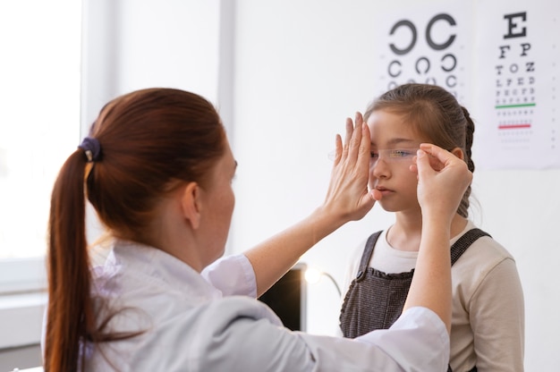 Doctor testing patient eyesight