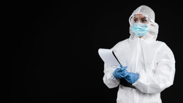 Doctor wearing medical equipment for pandemic cases