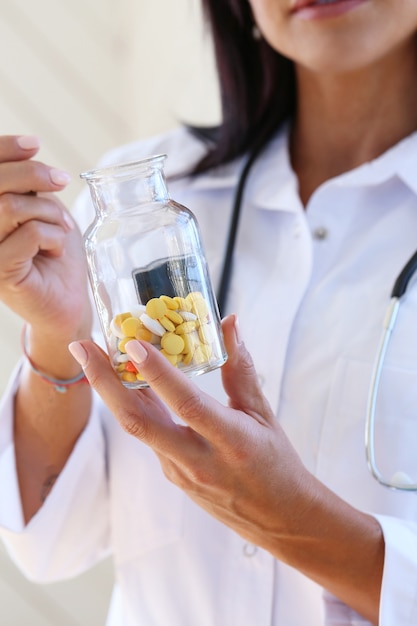 Doctor wearing white robe and stethoscope