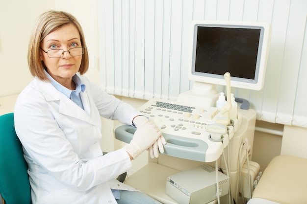 Doctor with ultrasound equipment