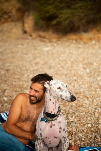 Dog having fun at the beach