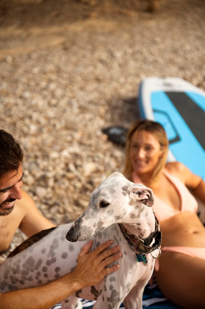 Dog having fun at the beach