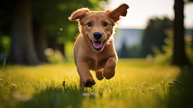 Free photo a dog in motion on green grass the portrait unveils its individuality and physical features