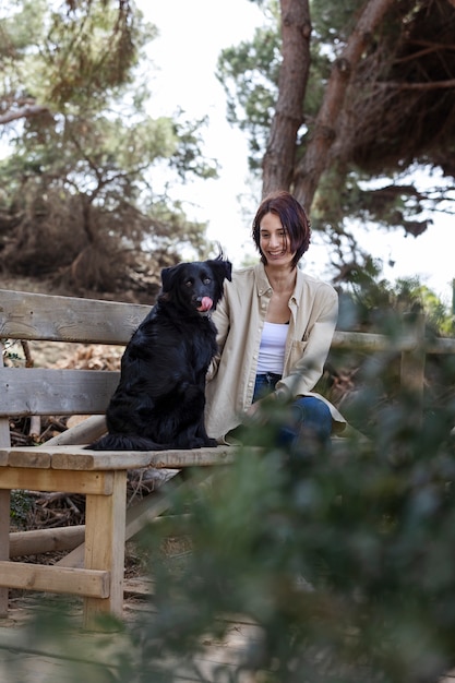 Dog trainer interacting with their pet