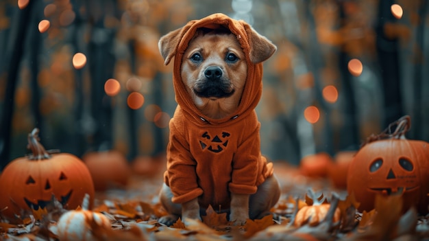 Free photo dog wearing halloween costume