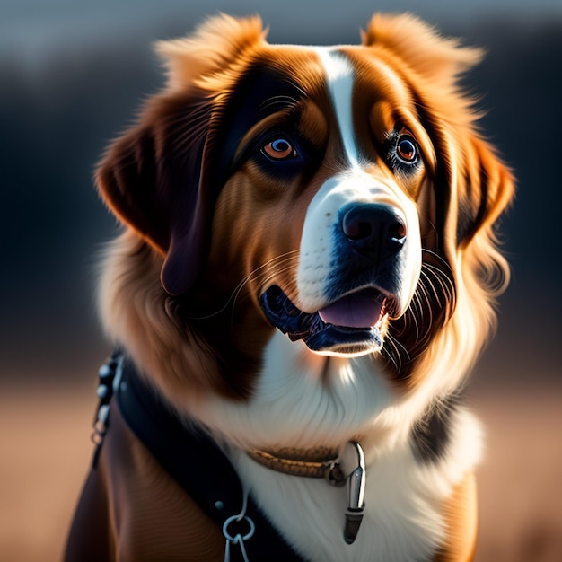 Free Photo a dog with a brown face and a white face is standing in a field.