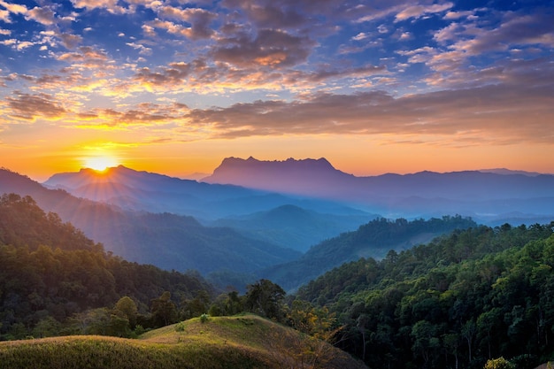 Doi Luang Chiang Dao mountains at sunrise in Chiang mai Thailand