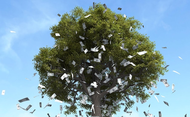 Free Photo dollar bill falling from the tree money falling from the tree