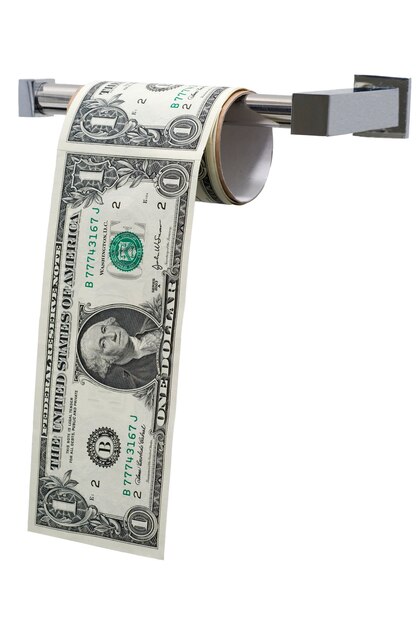 Dollar bills toilet paper