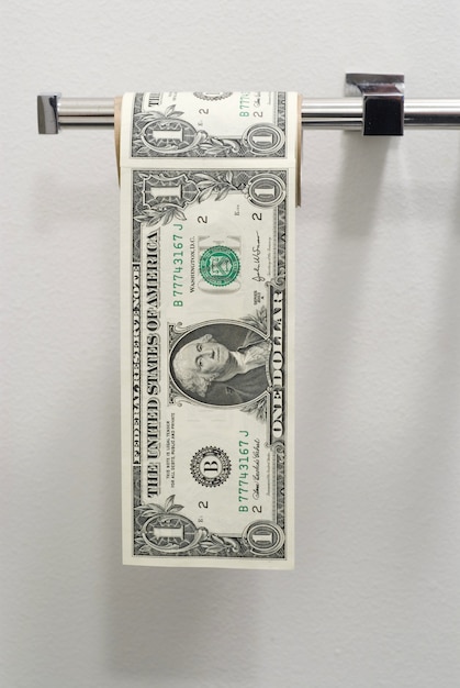 Free photo dollar bills toilet roll