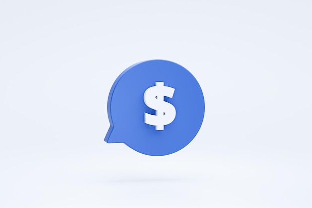 Dollar Money on bubble speech sign or symbol icon 3d rendering