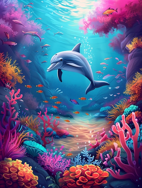 Free Photo dolphin digital art