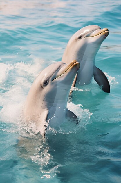 Dolphins swimming together